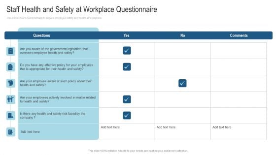 Staff Health And Safety At Workplace Questionnaire Ppt Inspiration Mockup PDF