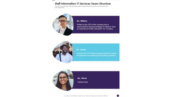 Staff Information IT Services Team Structure One Pager Sample Example Document