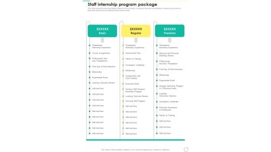 Staff Internship Program Package One Pager Sample Example Document