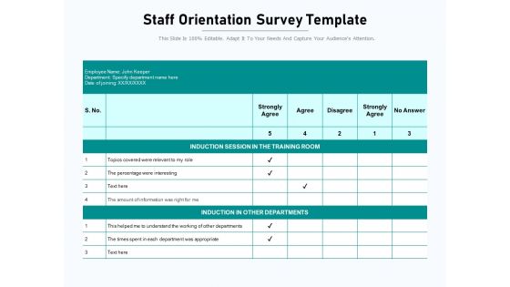Staff Orientation Survey Template Ppt PowerPoint Presentation File Show PDF