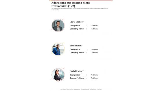 Staff Privilege Administration Addressing Our Existing Client Testimonials One Pager Sample Example Document Staff Privilege Administration Addressing Our Existing Client Testimonials One Pager Sample Example Document
