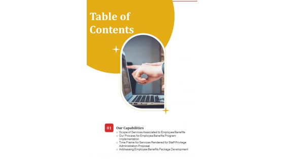 Staff Privilege Administration Proposal Table Of Contents One Pager Sample Example Document Staff Privilege Administration Proposal Table Of Contents One Pager Sample Example Document
