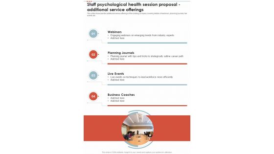 Staff Psychological Health Session Proposal Additional Service Offerings One Pager Sample Example Document