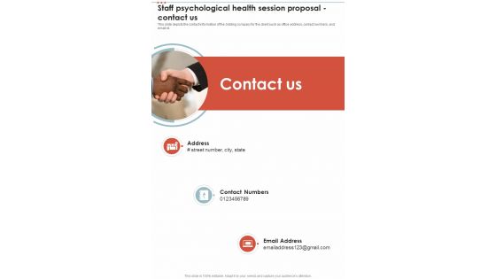 Staff Psychological Health Session Proposal Contact Us One Pager Sample Example Document