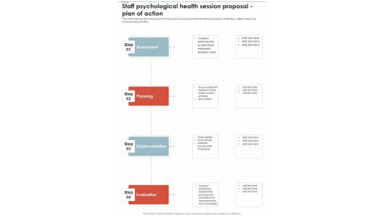 Staff Psychological Health Session Proposal Plan Of Action One Pager Sample Example Document