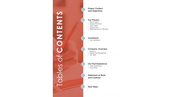 Staff Psychological Health Session Proposal Tables Of Contents One Pager Sample Example Document Staff Psychological Health Session Proposal Tables Of Contents One Pager Sample Example Document