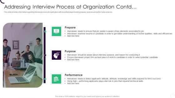 Staff Recruitment Strategy At Workplace Addressing Interview Process At Organization Contd Mockup PDF