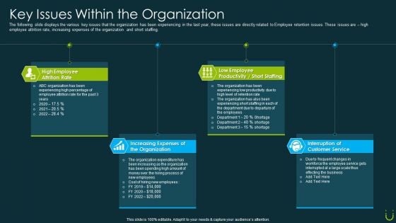 Staff Retention Plan Key Issues Within The Organization Ppt Pictures Backgrounds PDF