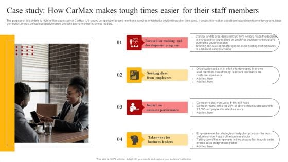Staff Retention Techniques To Minimize Hiring Expenses Case Study How Carmax Makes Tough Times Easier Template PDF Staff Retention Techniques To Minimize Hiring Expenses Case Study How Carmax Makes Tough Times Easier Template PDF