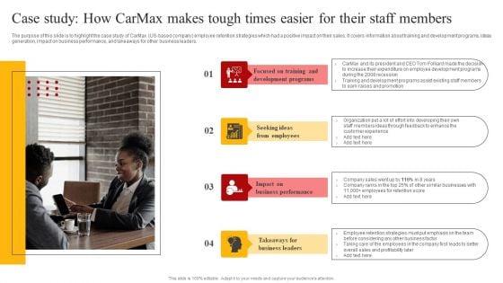 Staff Retention Techniques To Minimize Hiring Expenses Case Study How Carmax Makes Tough Times Easier Template PDF