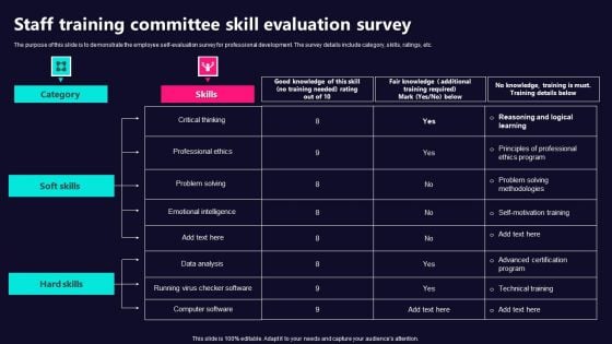 Staff Training Committee Skill Evaluation Survey Mockup PDF