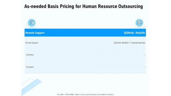 Staffing Offshoring Proposal As Needed Basis Pricing For Human Resource Outsourcing Ppt Gallery Slides PDF