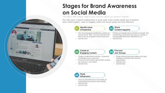 Stages For Brand Awareness On Social Media Ppt Layouts Elements PDF