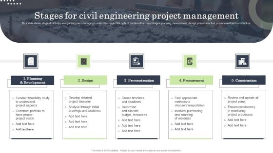 Stages For Civil Engineering Project Management Structure PDF