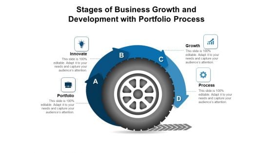 Stages Of Business Growth And Development With Portfolio Process Ppt PowerPoint Presentation Ideas Influencers PDF