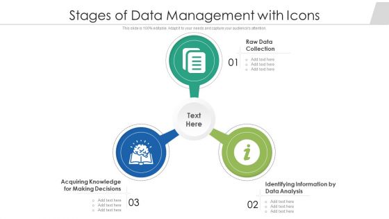 Stages Of Data Management With Icons Ppt Gallery Themes PDF