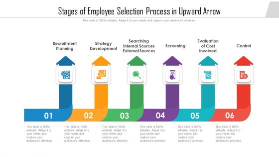 Stages Of Employee Selection Process In Upward Arrow Ppt Infographic Template Visuals PDF