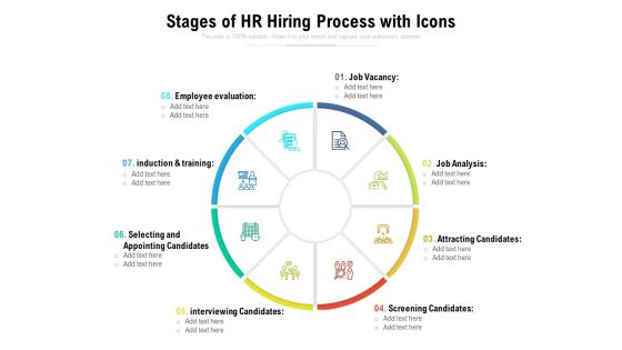 Stages Of HR Hiring Process With Icons Ppt PowerPoint Presentation Gallery Clipart PDF