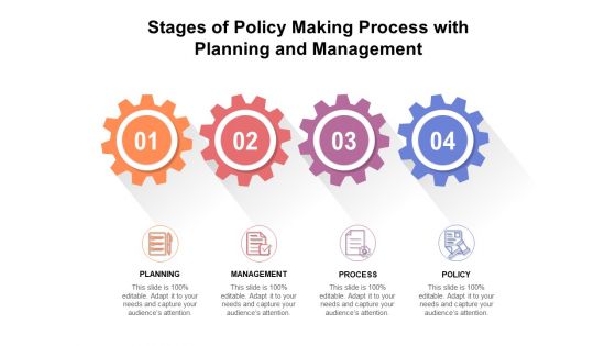 Stages Of Policy Making Process With Planning And Management Ppt PowerPoint Presentation Icon Show PDF