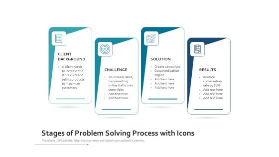 Stages Of Problem Solving Process With Icons Ppt PowerPoint Presentation Gallery Skills PDF
