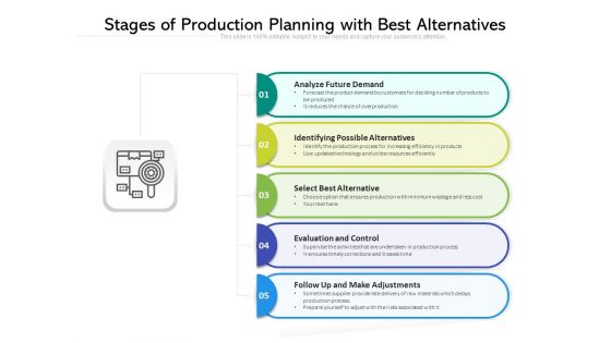Stages Of Production Planning With Best Alternatives Ppt PowerPoint Presentation Gallery Example PDF