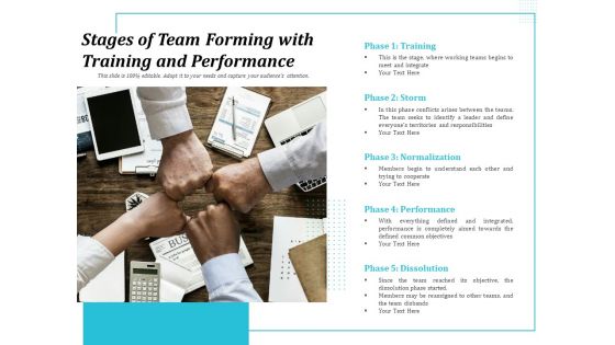 Stages Of Team Forming With Training And Performance Ppt PowerPoint Presentation Outline Show PDF