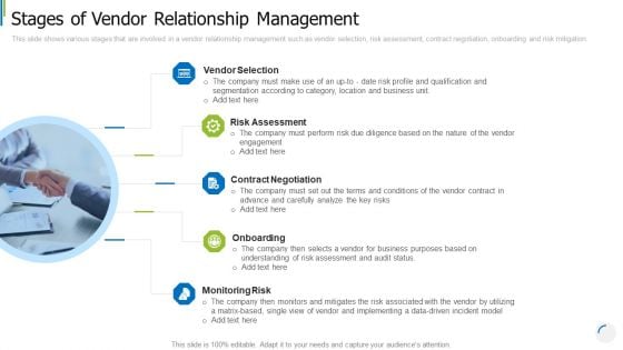 Stages Of Vendor Relationship Management Icons PDF