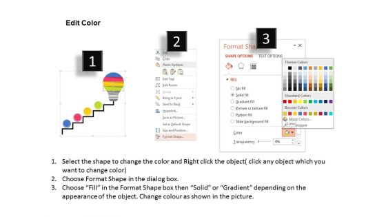 Stair And Bulb Diagram With Icons Powerpoint Template