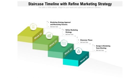 Staircase Timeline With Refine Marketing Strategy Ppt PowerPoint Presentation File Vector PDF