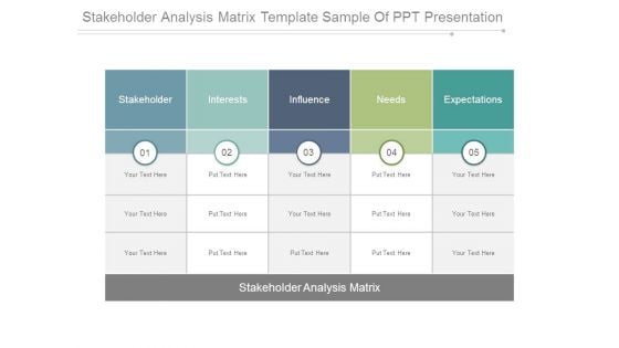 Stakeholder Analysis Matrix Template Sample Of Ppt Presentation