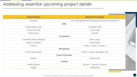 Stakeholder Communication Program Addressing Essential Upcoming Project Details Graphics PDF