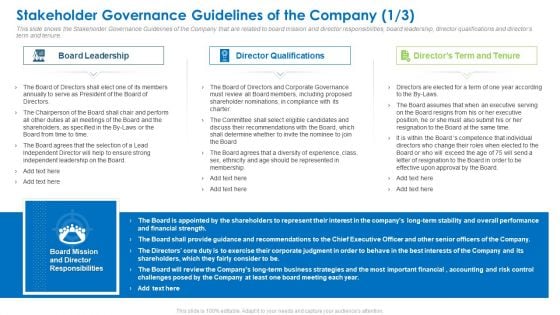 Stakeholder Governance Guidelines Of The Company Leadership Sample PDF Stakeholder Governance Guidelines Of The Company Leadership Sample PDF