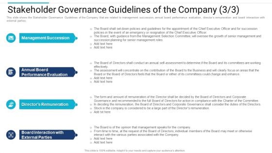 Stakeholder Governance Improve Overall Corporate Performance Stakeholder Governance Guidelines Succession Inspiration PDF