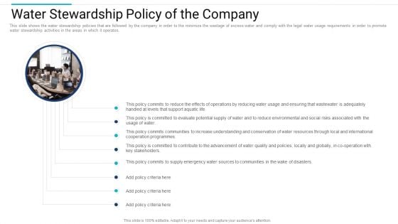 Stakeholder Governance Improve Overall Corporate Performance Water Stewardship Policy Of The Company Slides PDF Stakeholder Governance Improve Overall Corporate Performance Water Stewardship Policy Of The Company Slides PDF