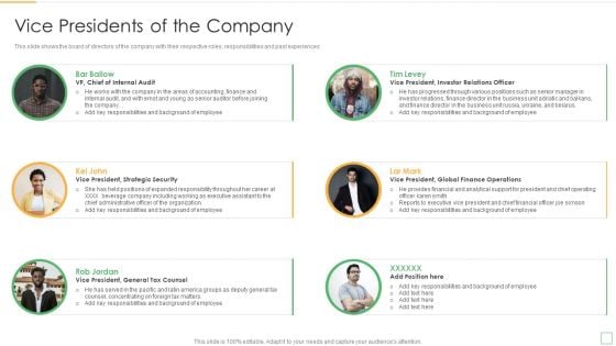 Stakeholder Management Assessment Business Fundamentals Vice Presidents Of The Company Template PDF