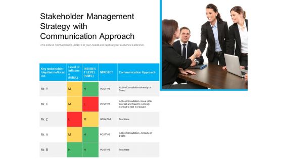 Stakeholder Management Strategy With Communication Approach Ppt PowerPoint Presentation Pictures Ideas PDF