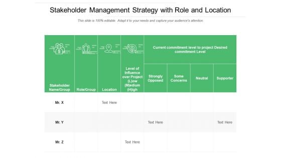 Stakeholder Management Strategy With Role And Location Ppt PowerPoint Presentation Infographic Template Pictures PDF