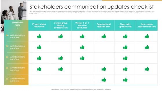 Stakeholders Communication Updates Checklist Enterprise Communication Tactics Designs PDF