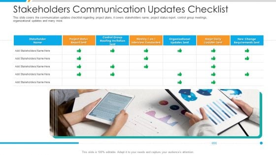 Stakeholders Communication Updates Checklist Ppt Show Slide Portrait PDF