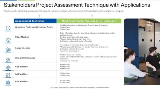 Stakeholders Project Assessment Technique With Applications Slides PDF