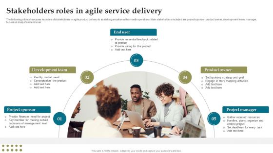 Stakeholders Roles In Agile Service Delivery Ppt Icon Example Topics PDF