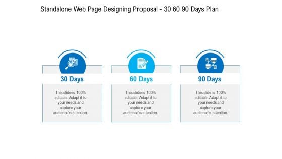 Standalone Web Page Designing Proposal 30 60 90 Days Plan Background PDF