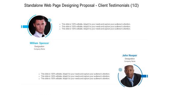 Standalone Web Page Designing Proposal Client Testimonials Communication Introduction PDF