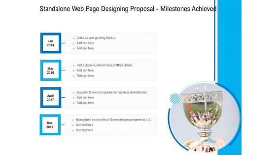 Standalone Web Page Designing Proposal Milestones Achieved Sample PDF