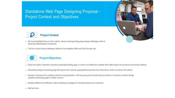 Standalone Web Page Designing Proposal Project Context And Objectives Formats PDF