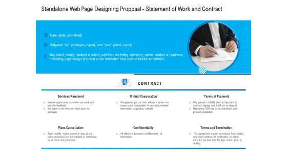 Standalone Web Page Designing Proposal Statement Of Work And Contract Designs PDF Standalone Web Page Designing Proposal Statement Of Work And Contract Designs PDF