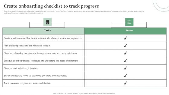 Standard Approaches For Client Onboarding Journey Create Onboarding Checklist Infographics PDF