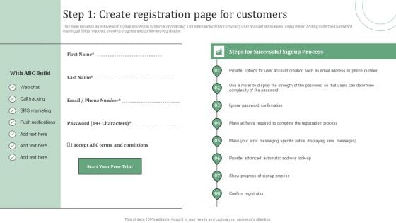 Standard Approaches For Client Onboarding Journey Step 1 Create Registration Elements PDF