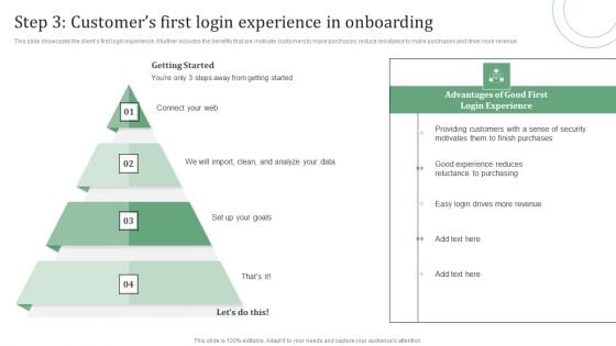 Standard Approaches For Client Onboarding Journey Step 3 Customers First Login Mockup PDF