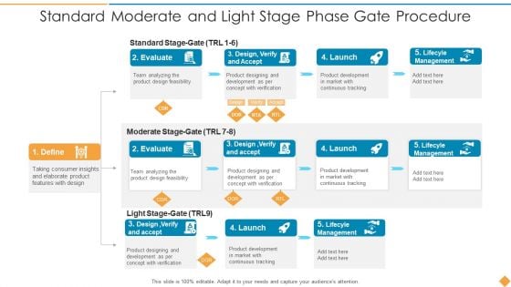 Standard Moderate And Light Stage Phase Gate Procedure Structure PDF